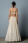 Pooja Rajgarhia Gupta_White Georgette Embroidered Sequins Square Mosaic Block Print Cape Lehenga Set _at_Aza_Fashions