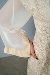Pooja Rajgarhia Gupta_White Georgette, Cotton Satin Cutdana Work, Mirror Work, Cleo Pheran And Pant Set _at_Aza_Fashions