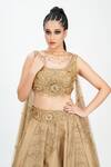 Shop_Shruti S_Gold Silk, Star Net Cutdana, Pearl Work, Sequin Round Embroidered Lehenga Set_Online_at_Aza_Fashions