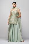 Buy_Shruti S_Green Kurta  Silksharara  Modal Satindupatta  Organza Embroidered Set_at_Aza_Fashions