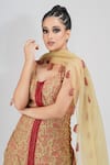 Shruti S_Red Kurta  Silksharara Modaldupatta  Organza Bead Work, Cutdana Work, Set _at_Aza_Fashions