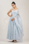 Buy_Shruti S_Blue Anarkali  Silkchuridar  Satindupatta  Organza Hand Block Silk Set _Online_at_Aza_Fashions