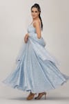 Shop_Shruti S_Blue Anarkali  Silkchuridar  Satindupatta  Organza Hand Block Silk Set _Online_at_Aza_Fashions