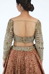 Shruti S_Brown Silk Printed Floral Motifs Sweetheart Neck Layered Lehenga Set _at_Aza_Fashions