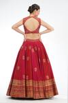 Shop_Shruti S_Red Raw Silk, Organza Floral Motifs Round Printed Lehenga Set _at_Aza_Fashions