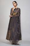 Shruti S_Grey Anarkali Silkchuridar  Shantoondupatta  Organza Bead Silk Jacket Set _Online_at_Aza_Fashions