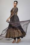 Buy_Shruti S_Grey Anarkali Silkchuridar  Shantoondupatta  Organza Bead Silk Jacket Set _Online_at_Aza_Fashions
