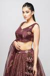 Shruti S_Purple Blouse Silk, Lehenga And Dupatta Organza Hand Block Metallic Floral Set_at_Aza_Fashions