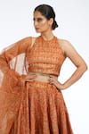 Shop_Shruti S_Orange Lehenga And Blouse Silk Printed Hand Block Round Floral Set _Online_at_Aza_Fashions