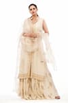 Shruti S_White Kurta Habutai Silksharara  Modal Satindupatta  Organza Hand Block Set _Online_at_Aza_Fashions