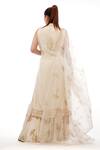 Shop_Shruti S_White Kurta Habutai Silksharara  Modal Satindupatta  Organza Hand Block Set _at_Aza_Fashions
