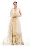 Buy_Shruti S_White Kurta Habutai Silksharara  Modal Satindupatta  Organza Hand Block Set _at_Aza_Fashions