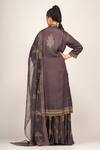 Shop_Shruti S_Grey Dupatta  Organza, Kurta Silk, Sharara Modal Satin Hand Metallic Set _at_Aza_Fashions