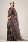 Shruti S_Grey Dupatta  Organza, Kurta Silk, Sharara Modal Satin Hand Metallic Set _Online_at_Aza_Fashions