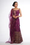 Buy_Shruti S_Purple Silk Printed Floral Motifs Square Neck Kurta Sharara Set _at_Aza_Fashions