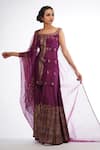 Buy_Shruti S_Purple Silk Printed Floral Motifs Square Neck Kurta Sharara Set _Online_at_Aza_Fashions