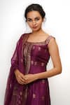 Shop_Shruti S_Purple Silk Printed Floral Motifs Square Neck Kurta Sharara Set _Online_at_Aza_Fashions