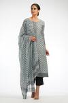 Buy_Shruti S_Grey Kurta Silkpalazzo  Silkdupatta  Georgette Silk Set_at_Aza_Fashions