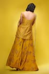 Shop_Shruti S_Yellow Dupatta Star Net, Kurta Silk, Sharara Crepe Stripe Metallic Set_at_Aza_Fashions