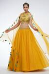 Buy_Shruti S_Yellow Mirror Embroidered Choli Lehenga Set_at_Aza_Fashions