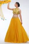 Buy_Shruti S_Yellow Mirror Embroidered Choli Lehenga Set_Online_at_Aza_Fashions