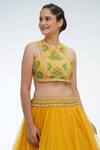 Shop_Shruti S_Yellow Mirror Embroidered Choli Lehenga Set_Online_at_Aza_Fashions