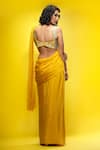 Shop_Shruti S_Yellow Saree Crepeblouse  Silk Mirror Work, Pre-draped With Embroidered _at_Aza_Fashions