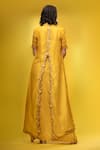 Shop_Shruti S_Yellow Crop Top Silkskirt  Crepecape  Silksleeves  Zardozi Cape Set _at_Aza_Fashions