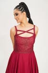Shop_Shruti S_Red Silk Sequin Embroidered Gown _Online_at_Aza_Fashions