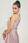 Shop_Shruti S_Purple Silk Cutdana , Pearl , Zari Halter Neck Embroidered Gown _Online_at_Aza_Fashions
