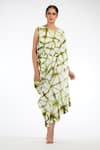 Buy_Shruti S_Green Cotton Tie Dye Round Shibori Toga Dress_Online_at_Aza_Fashions
