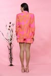 Shop_Sonam Parmar Jhawar_Orange Linen Floral Collared Neck Kate Blazer And Shorts Set _at_Aza_Fashions