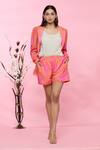 Buy_Sonam Parmar Jhawar_Orange Linen Floral Collared Neck Kate Blazer And Shorts Set _Online_at_Aza_Fashions