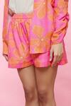 Shop_Sonam Parmar Jhawar_Orange Linen Floral Collared Neck Kate Blazer And Shorts Set _Online_at_Aza_Fashions