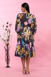 Shop_Sonam Parmar Jhawar_Multi Color Linen Floral Round Print Dress _at_Aza_Fashions