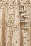 Vandana Sethi_Gold Dupion Silk Mirror Embroidered Lehenga Set_at_Aza_Fashions