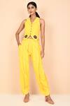 Buy_Aryavir Malhotra_Yellow Cotton Shawl Collar Top And Pant Set_at_Aza_Fashions