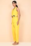Buy_Aryavir Malhotra_Yellow Cotton Shawl Collar Top And Pant Set_Online_at_Aza_Fashions