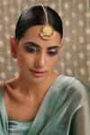 Paisley Pop_Gold Plated Pearl Temple Work Maangtikka _Online_at_Aza_Fashions