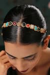 Paisley Pop_Multi Color Stone Gold Plated Headband _at_Aza_Fashions