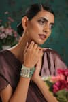 Paisley Pop_Green Kundan And Beads Bracelet _Online_at_Aza_Fashions