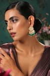 Shop_Paisley Pop_Gold Plated Kundan And Stone Green Danglers & Drops _Online_at_Aza_Fashions
