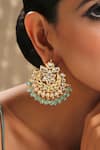 Paisley Pop_Gold Plated Kundan And Stone Chandbali Earrings _at_Aza_Fashions