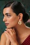 Shop_Paisley Pop_Gold Plated Kundan Floral Studs _Online_at_Aza_Fashions