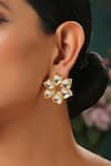 Paisley Pop_Gold Plated Kundan Floral Studs _at_Aza_Fashions