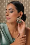 Shop_Paisley Pop_Gold Plated Stone And Beads Green Navrattan Kundan Earrings  _Online_at_Aza_Fashions