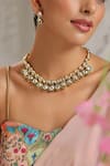 Paisley Pop_Gold Plated Diamonds Kundan Necklace Jewellery Set _at_Aza_Fashions