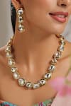 Paisley Pop_Gold Plated Kundan Necklace Jewellery Set _at_Aza_Fashions