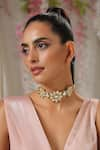 Shop_Paisley Pop_Gold Plated Kundan Choker Necklace _at_Aza_Fashions