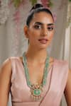 Paisley Pop_Gold Plated Stone And Beads Kundan Long Necklace _Online_at_Aza_Fashions